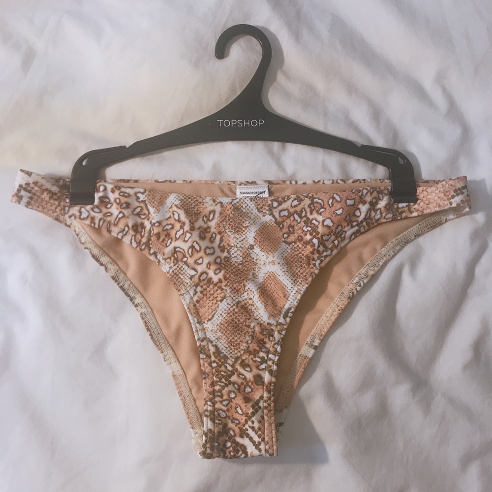 Topshop Pink Snake Print Bikini Bottom US4
